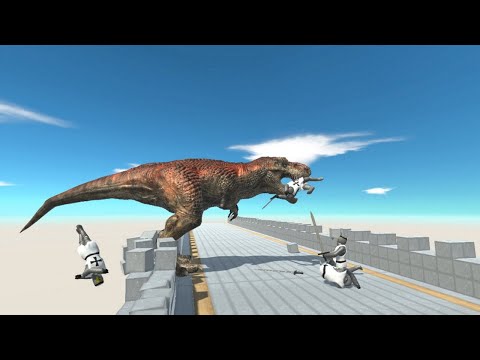 UPDATED T-REX on Sky Bridge vs Squad Teams from ALL UNITS Animal Revolt Battle Simulator