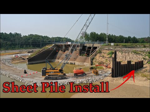 Edenville Dam Installing Sheet Pile and Removing Sediment from the Old River Path