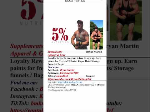 15% off all 5% Nutrition orders! Log onto: https://glnk.io/zllwp/Bryan use my code: BRYAN15