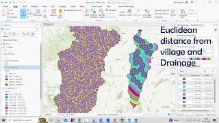 How to Calculate Euclidean distance from village and Drainage in ArcGIS Pro