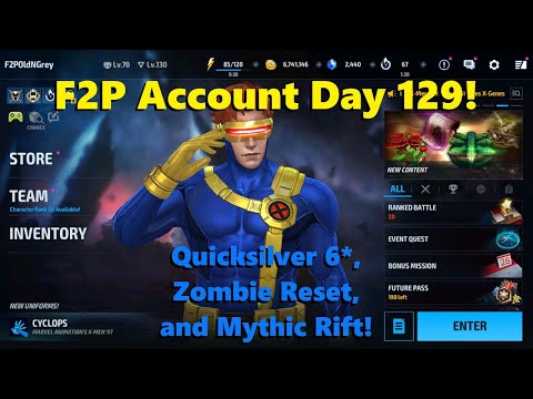 Marvel Future Fight: F2P Account Day 129! Quicksilver 6*, ZS Reset, Mythic Rift Day! 🥈🤓❤️‍🔥