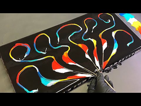 Fluid Art! String Pulling SATISFYING CHAIN PULL!! Acrylic Pouring ~ Wigglz Art Ultimate Beginners!!