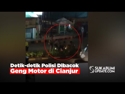 Detik-detik Polisi Dibacok Geng Motor di Cianjur
