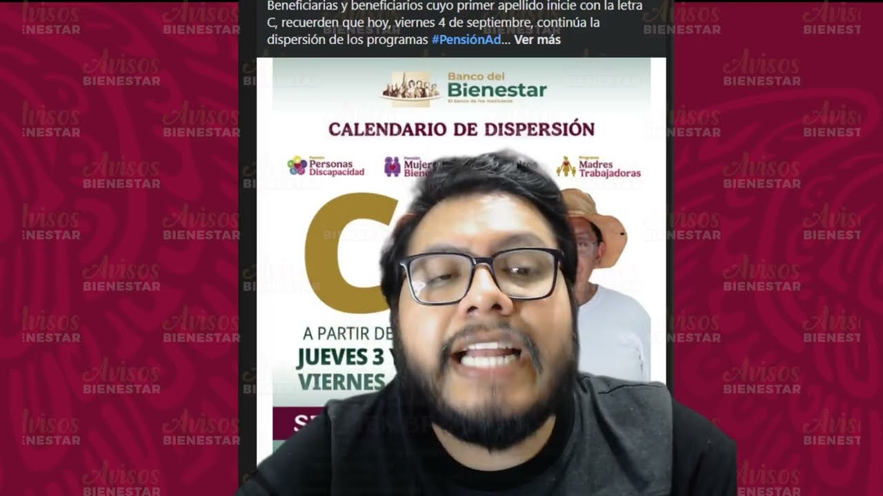 ¡HOY 4 DE SEPTIEMBRE! pago de la pensión bienestar adultos mayores con letra de apellido ?