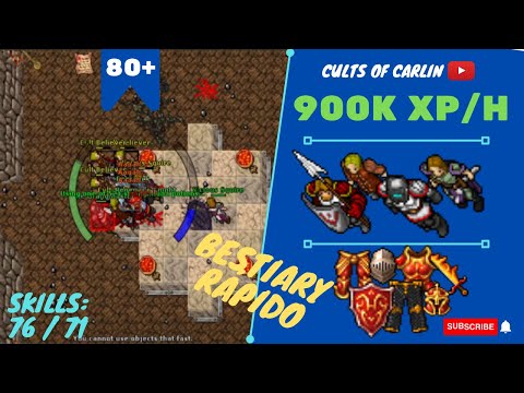 EK SOLO lvl 80+ (80 AO 130) 900K XP/H - SKILLS 76/71 - TIBIA HUNT - Cults of Carlin