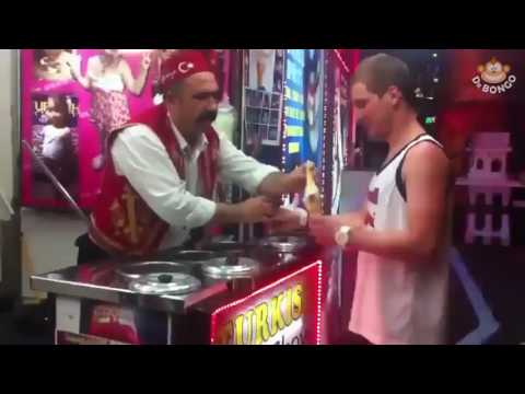 Ice cream man showing his magic