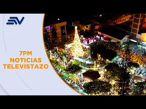 Parque central del cantón Baba, Los Ríos, se enciende con decoración navideña | Televistazo