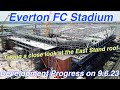 Everton FC Stadium on 8.6.23 - East Stand Roof Progress Update. First barrel section fitted!