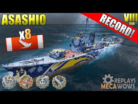 Asashio 8 Kills & 148k Damage | World of Warships Gameplay 4k