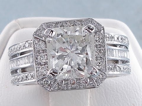 3.29 ctw Radiant Cut I SI2 Diamond Engagement Ring - BigDiamondsUSA