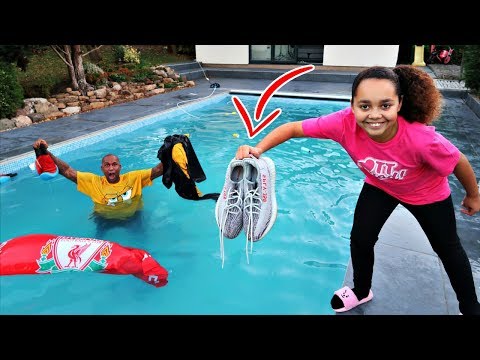 DAD'S CLOTHES IN OUR SWIMMING POOL PRANK!!