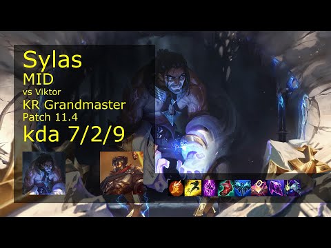 Sylas Mid vs Viktor - KR Grandmaster 7/2/9 Patch 11.4 Gameplay // [롤] 사일러스 vs 빅토르 미드