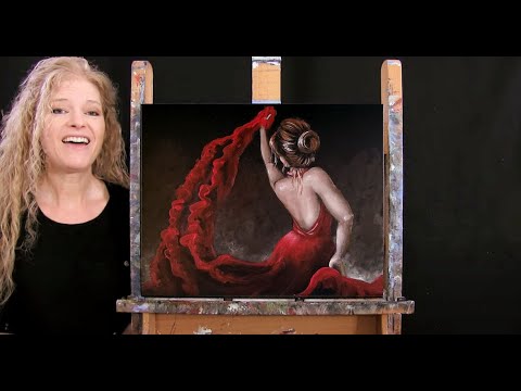 Learn How to Draw and Paint "FLAMENCO DANCER" - Paint & Sip at Home - Easy Acrylic Painting Tutorial