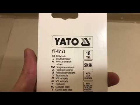 Нож YATO 18 мм с выдвижным лезвием и металлической направляющей (YT-75123) Нож YATO 18 мм с выдвижным лезвием и металлической направляющей (YT-75123)