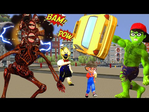 Nick Love Tani - Scary Teacher 3D NickHulk fight with Giant Siren Head to Protect the City