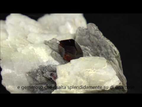Spessartine garnet cristal on Albite with Muscovite