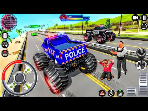 Police Monster Truck Gangster Car Chase Games  -3D Android Gameplay 2024 |