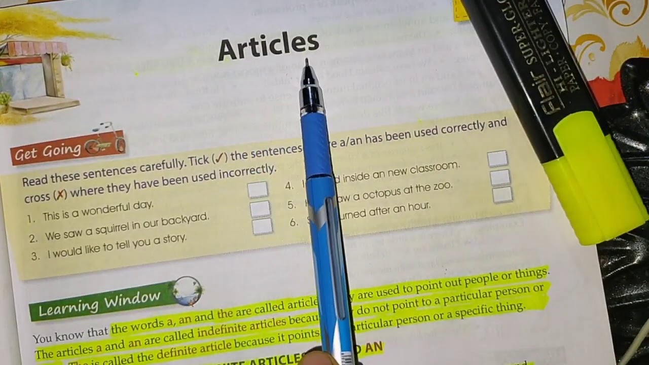 Articles/worksheet -34/class6