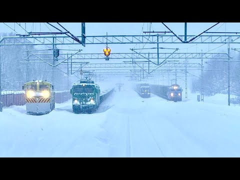 TRAIN TRIP TO TOWN HIT BY A BLIZZARD - 4K Train Driver's View (Stockholm to Gävle)