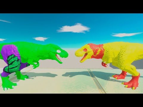 HULK vs FLASH T REX DEATH RUN - Animal Revolt Battle Simulator