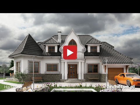 Projekt domu Harfa - archeton.pl - z użytkowym poddaszem 215,5 m2