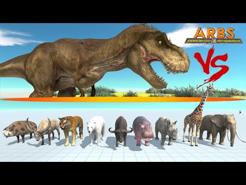 Feathered Trex vs All Units Modern Animals (1 vs 1) with HP Bar