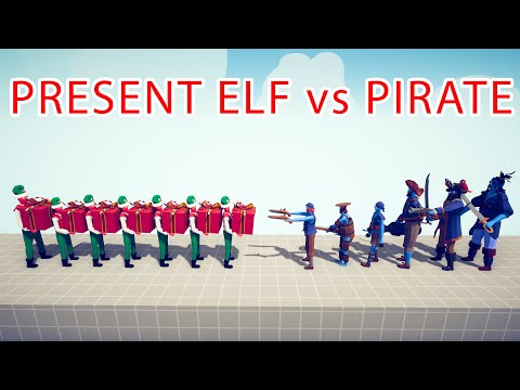 PRESENT ELF Team vs PIRATE Team - Totally Accurate Battle Simulator TABS