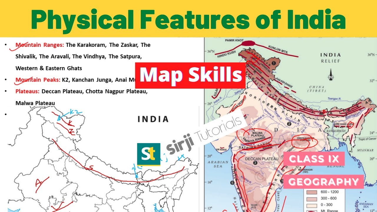 Map Skills - Physical Features of India | Class 9 Geography CBSE & UP Board  - Maps by Ajeet Sir