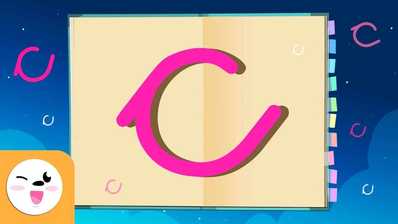 Letra C con caligrafía enlazada - El abecedario para niños