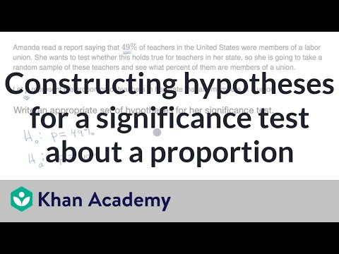 Constructing Hypotheses For A Significance Test About A Proportion Video Khan Academy