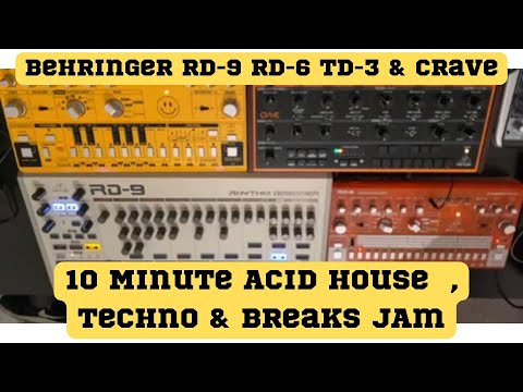 128 bpm 10 Minute Acid House , Techno & Breakbeat / Breaks Jam - Behringer RD-9 RD-6 TD-3 & Crave -