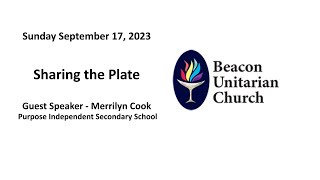 September 17 2023: Sharing the Plate with Guest Speaker Merrilyn Cook