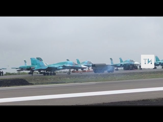 Посадка боевых Су-34 на трассу Европа-Китай в Татарстане