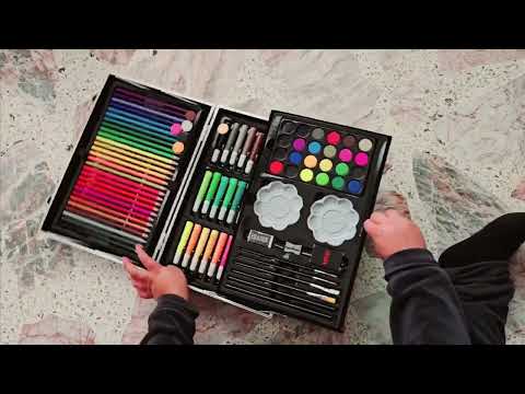 Maletín kit de dibujo (colores, plumones, acuarelas, crayones y pinturas para óleo).