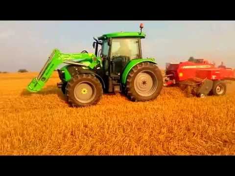 MF 5610 and Deutz Fahr 5110 with MF 1840  and a bale baron
