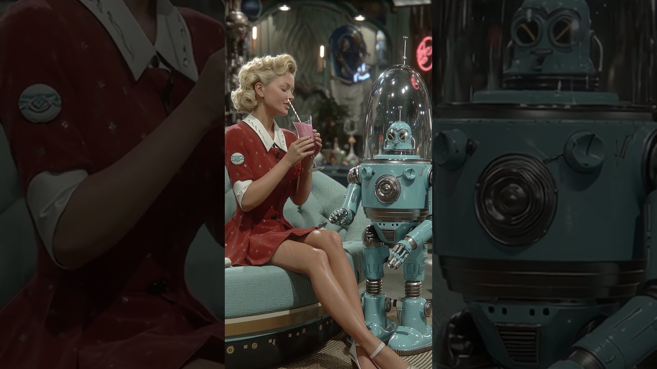 Atomic Swing Night Pin Up Girl & Retro Robot