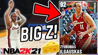 DIAMOND ZYDRUNAS ILGAUSKAS GAMEPLAY! IS HE TOO SLOW? NBA 2K21 MYTEAM