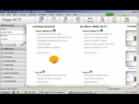 Sage ACT! 2011 Feature Preview - Welcome Screen