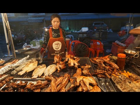 Many Various Street Food @Orussey - Most Grill Meat & Testy on The Street in Evening Until Night