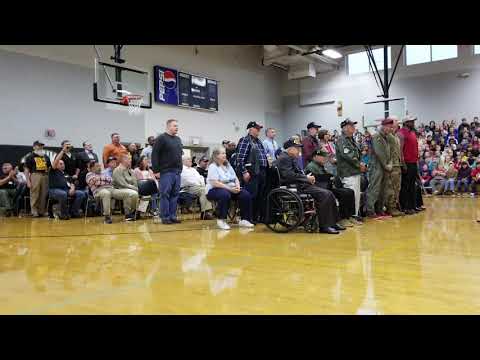 Our band playing the Armed Forces medley at the Veteran's Day Assembly, 2018