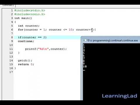 C Programming Language Video Tutorials For Beginners 17 Continue Statement With Example