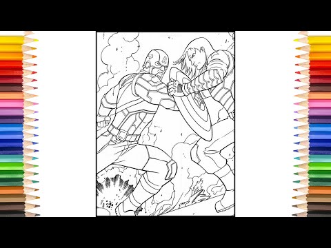 CAPTAIN AMERICA Vs Winter Soldier Coloring Pages | First Captain Met Old Friend Coloring Pages