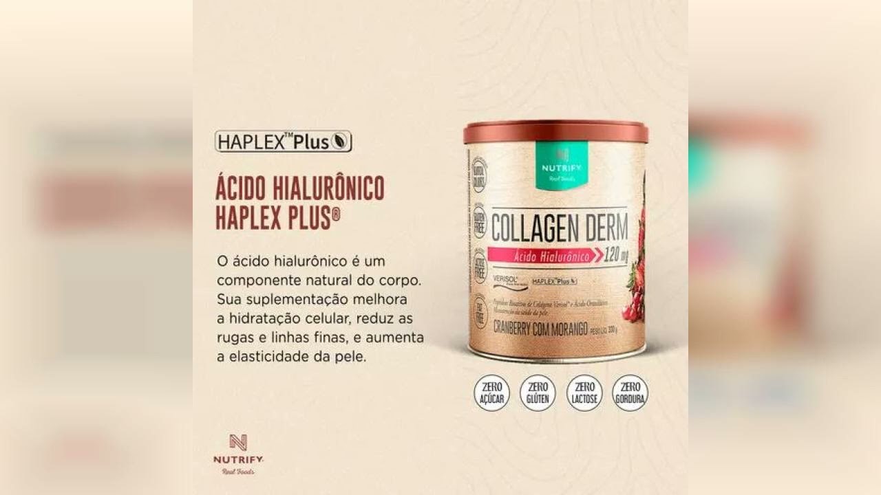 Miniatura da avaliação em vídeo de Colágeno Nutrify Collagen Derm Cranberry com Morango 330g