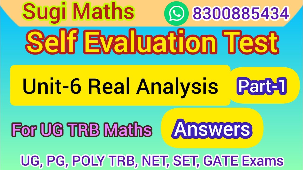 Unit-6 Real Analysis | Self Evaluation Test- Answers Part-1 | UG TRB & PG TRB Maths | Sugi Maths
