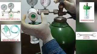 OPERACION del REGULADOR-FLUJOMETRO en CILINDRO de OXIGENO MEDICINAL