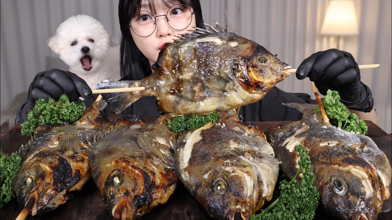 줄돔 직화구이🔥불향 가득 생선구이 먹방🐟Fire Grilled Striped Beakfish Mukbang ASMR