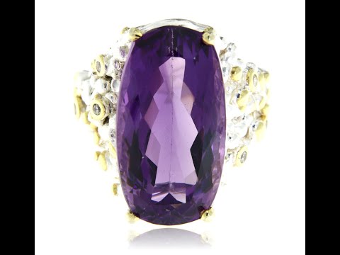 Inel Argint 925 accente aurite Ametist Natural - O Declaratie de Stil