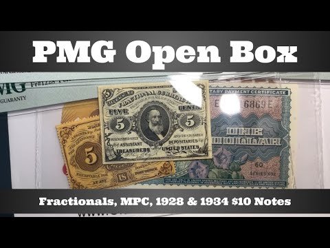 PMG Open Box Currency Grade Reveal - Fractionals, MPC, 1928 & 1934 $10 Notes - Paper Money
