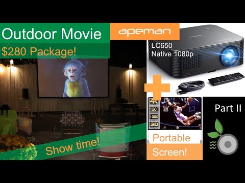 $280 Outdoor Movie Package - Part II Apeman Projector Setup, First Use, Screen Weights