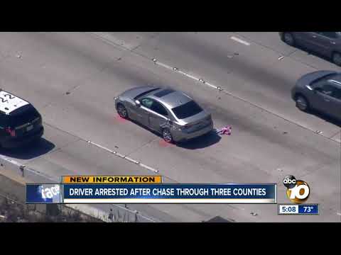 Driver arrested after three-county chase